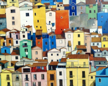 Painting titled "BOSA" by Redi Casarsa, Original Artwork, Oil Mounted on Wood Panel