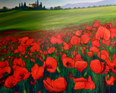 Painting titled "TOSCANA" by Redi Casarsa, Original Artwork, Oil Mounted on Wood Panel