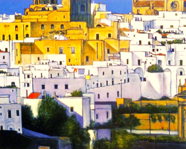 Painting titled "OSTUNI" by Redi Casarsa, Original Artwork, Oil Mounted on Wood Panel