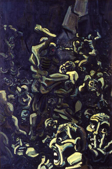 Pittura intitolato "LA COMMEDIA" da Redi Casarsa, Opera d'arte originale, Olio Montato su Pannello di legno