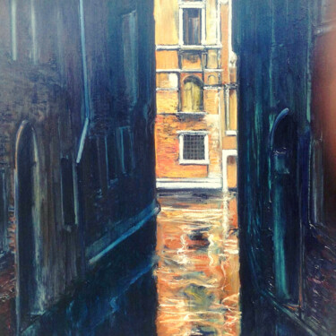 Painting titled "VENISE" by Redi Casarsa, Original Artwork, Oil Mounted on Wood Panel
