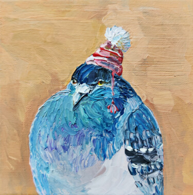 Painting titled "Woody the pigeon" by Redilion, Original Artwork, Acrylic