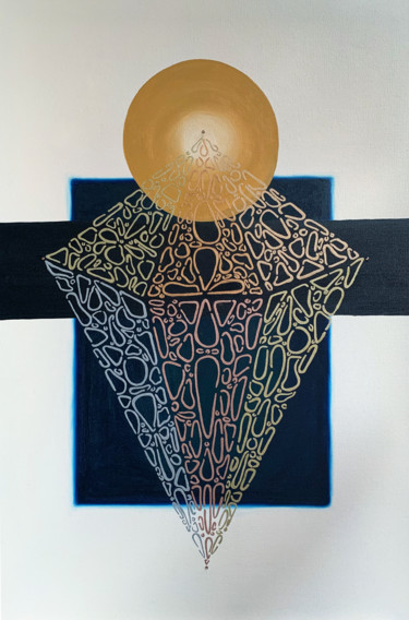 Schilderij getiteld "Gem II" door Elena Disabato (Red Kimono Design), Origineel Kunstwerk, Olie Gemonteerd op Frame voor hou…