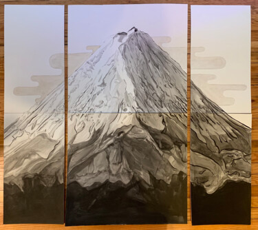 Pintura intitulada "Mount Fuji" por Elena Disabato (Red Kimono Design), Obras de arte originais, Tinta