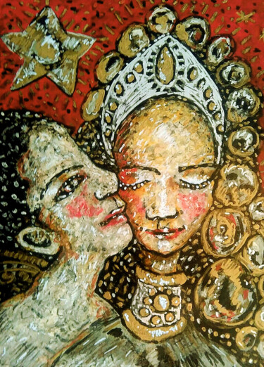 Картина под названием "Couple" - Karine Garelli (Reds Robin), Подлинное произведение искусства, Акрил