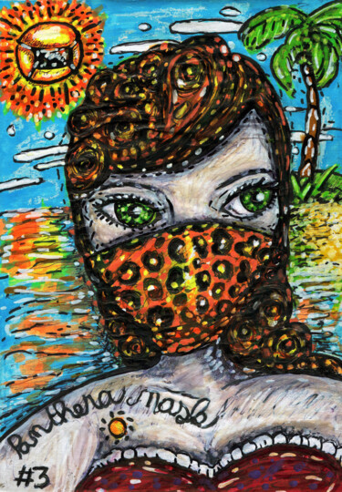 图画 标题为“#03-Panthera Mask” 由Karine Garelli (Reds Robin), 原创艺术品, 标记