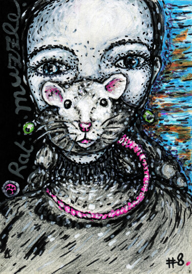 Drawing titled "#08-Rat Mask" by Karine Garelli (Reds Robin), Original Artwork, Marker