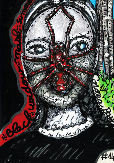 Dessin intitulée "#14-SpiderMask" par Karine Garelli (Reds Robin), Œuvre d'art originale, Marqueur