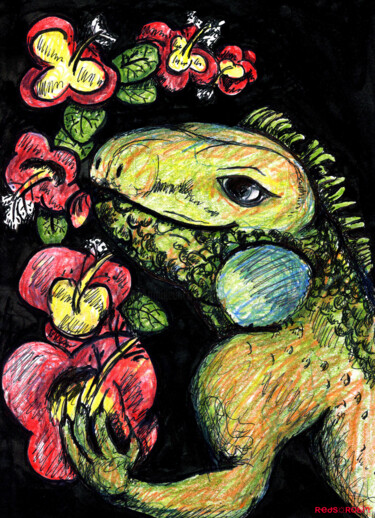 Dessin intitulée "Gua - Arizona" par Karine Garelli (Reds Robin), Œuvre d'art originale, Crayon