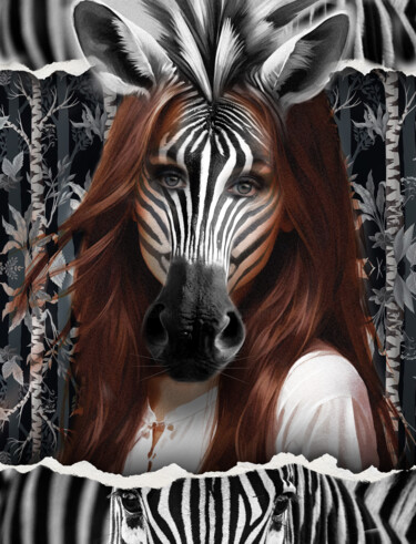 Arts numériques intitulée "Miss Zebra" par Karine Garelli (Reds Robin), Œuvre d'art originale, Photo montage