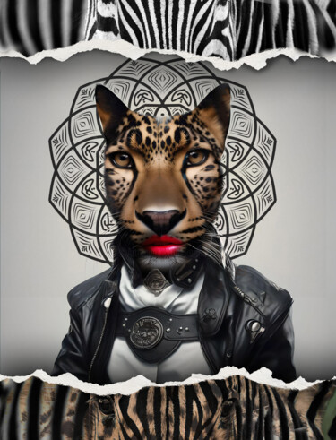 Digital Arts titled "Mister Panther" by Karine Garelli (Reds Robin), Original Artwork, Photo Montage