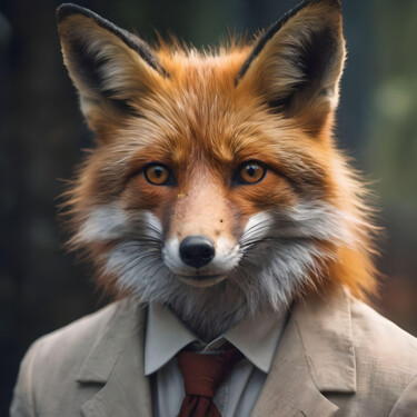 Arts numériques intitulée "Inspecteur Fox" par Karine Garelli (Reds Robin), Œuvre d'art originale, Image générée par l'IA