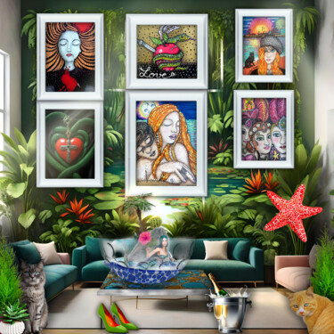 Цифровое искусство под названием "Fiji Gallery" - Karine Garelli (Reds Robin), Подлинное произведение искусства, Фотомонтаж