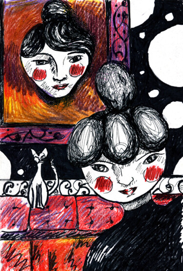 Dessin intitulée "Trilogie" par Karine Garelli (Reds Robin), Œuvre d'art originale, Autre