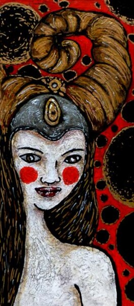 Painting titled "Hybride fille" by Karine Garelli (Reds Robin), Original Artwork, Acrylic