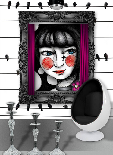Цифровое искусство под названием "Portrait" - Karine Garelli (Reds Robin), Подлинное произведение искусства, Фотомонтаж