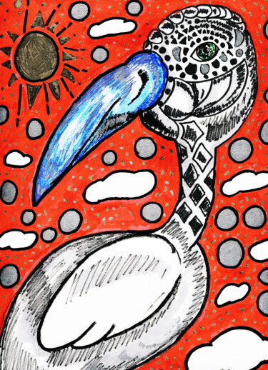 Dessin intitulée "oiseau.jpg" par Karine Garelli (Reds Robin), Œuvre d'art originale