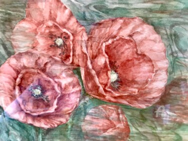 Painting titled ""Poppy Dance"" by Reda Pinchera, Original Artwork, Watercolor