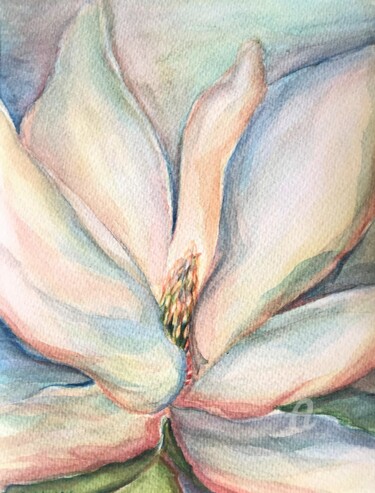 Peinture intitulée ""Magnolia"#4" par Reda Pinchera, Œuvre d'art originale, Aquarelle