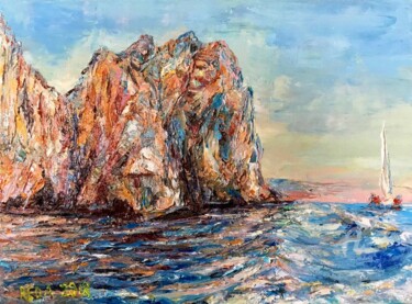 Peinture intitulée "“Sardegna cliff roc…" par Reda Pinchera, Œuvre d'art originale, Huile