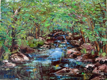 Oil painting “mountain stream “ Peinture intitulée "Oil painting “mount…" par Reda Pinchera, Œuvre d'art originale, Huile