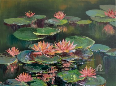 Painting titled "“Lilies in summer”" by Reda Pinchera, Original Artwork, Oil