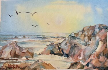 Painting titled "Sunny morning on th…" by Reda Pinchera, Original Artwork, Watercolor