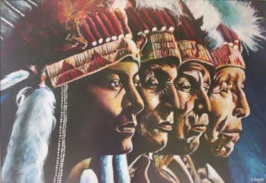 Painting titled "The Four Generations" by Red-Wolf, Original Artwork, Acrylic