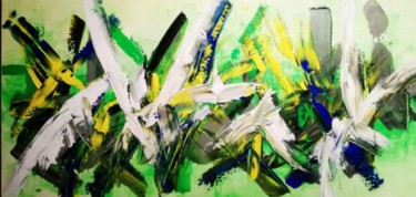 Peinture intitulée "Abstrait vert" par Reemers Jean-Pierre, Œuvre d'art originale, Acrylique