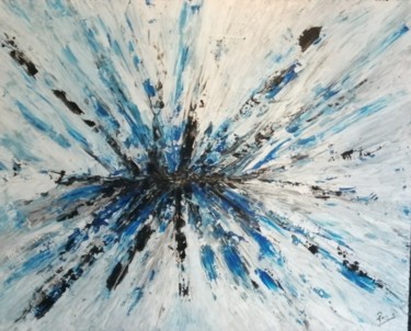 Peinture intitulée "Explosion bleu" par Reemers Jean-Pierre, Œuvre d'art originale, Acrylique