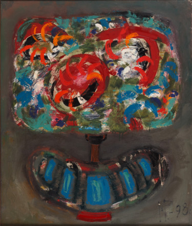 Malerei mit dem Titel "The bouquet in the…" von Refat Mamutov, Original-Kunstwerk, Öl