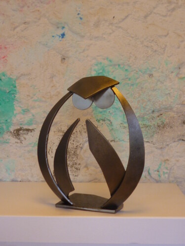 Skulptur mit dem Titel "CHOUETTE" von Leferailleur02, Original-Kunstwerk, Metalle