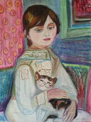 Painting titled "Julie Manet ou enfa…" by Marit Refsnes, Original Artwork, Pastel