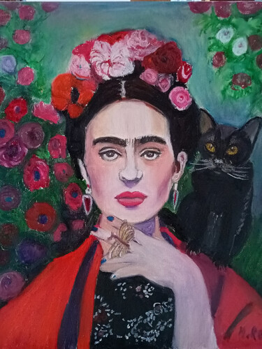 Zeichnungen mit dem Titel "Frida Kahlo Viva la…" von Marit Refsnes, Original-Kunstwerk, Pastell