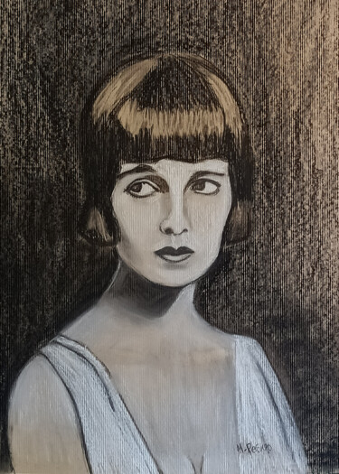 「Lulu, star du muet」というタイトルの描画 Marit Refsnesによって, オリジナルのアートワーク, 木炭