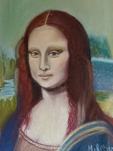 Desenho intitulada "Dessin Mona Lisa" por Marit Refsnes, Obras de arte originais, Pastel
