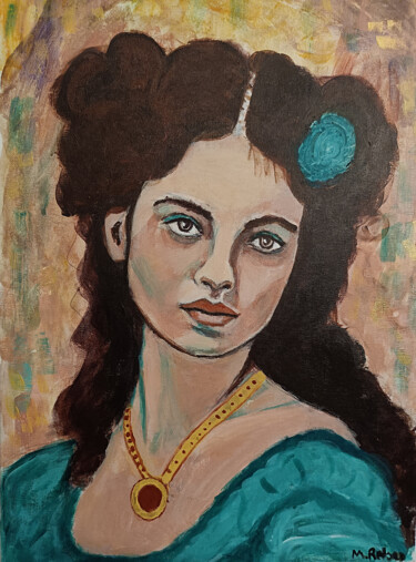 Pintura intitulada "Green Rose" por Marit Refsnes, Obras de arte originais, Acrílico Montado em Cartão