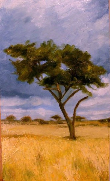 Painting titled "arbol africano" by Regaliza, Original Artwork, Oil