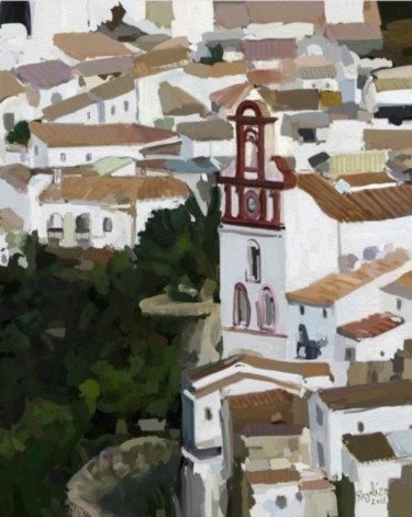 Painting titled "Ermita en Ubrique" by Regaliza, Original Artwork, Oil