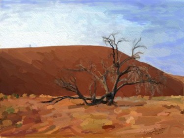 Pintura titulada "Arbol en el desierto" por Regaliza, Obra de arte original, Oleo