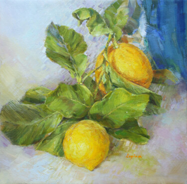 Pintura titulada "Lemons. Impressioni…" por Regina Butkuviene, Obra de arte original, Oleo Montado en Cartulina