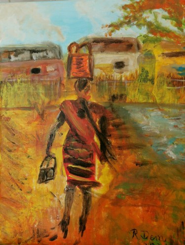 Painting titled "Carrying the load l…" by Regina Dem, Original Artwork, Acrylic