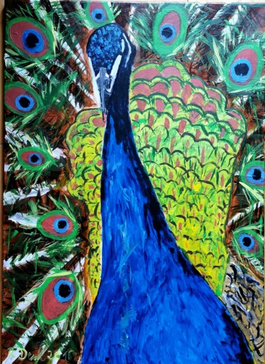 Pintura titulada "Peacock" por Regina Dem, Obra de arte original, Acrílico