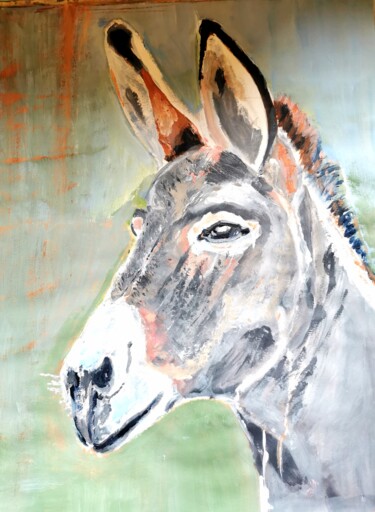 Painting titled "Donkey" by Regina Dem, Original Artwork, Acrylic