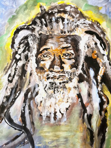 Painting titled "Moses" by Regina Dem, Original Artwork, Acrylic