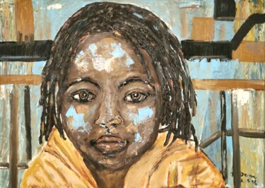 Peinture intitulée "Afrikanischer Junge" par Regina Dem, Œuvre d'art originale, Acrylique