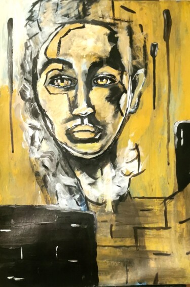 Schilderij getiteld "Die Traurige" door Regina Dem, Origineel Kunstwerk, Acryl