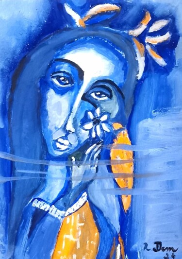 Картина под названием "On a cold fullmoon…" - Regina Dem, Подлинное произведение искусства, Акрил