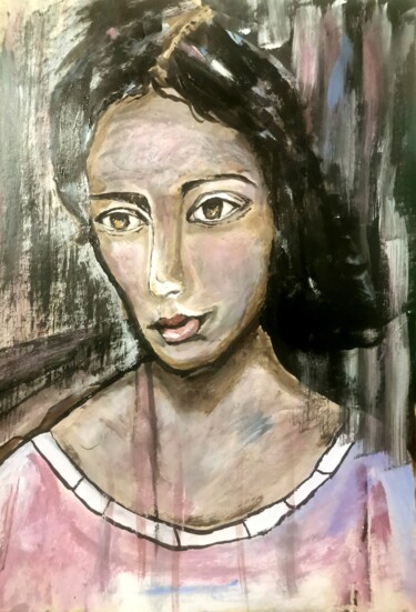 Peinture intitulée "Die Introvertierte" par Regina Dem, Œuvre d'art originale, Acrylique