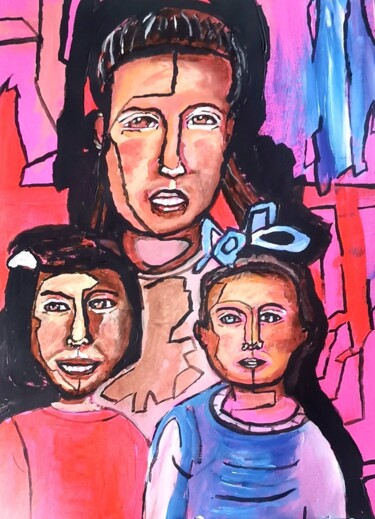 Schilderij getiteld "Drei ungleiche Schw…" door Regina Dem, Origineel Kunstwerk, Acryl